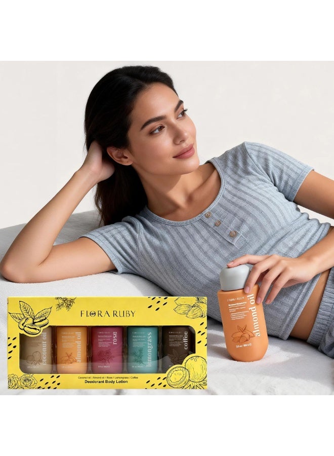 Flora Ruby مجموعة لوشن الجسم المرطب برائحة فلورا روبي: مجموعة هدايا للعناية باليدين والجسم، ترطب البشرة وتمنع تشققها، عطر يدوم طويلاً، عبوة من 5 قطع. - Image 2